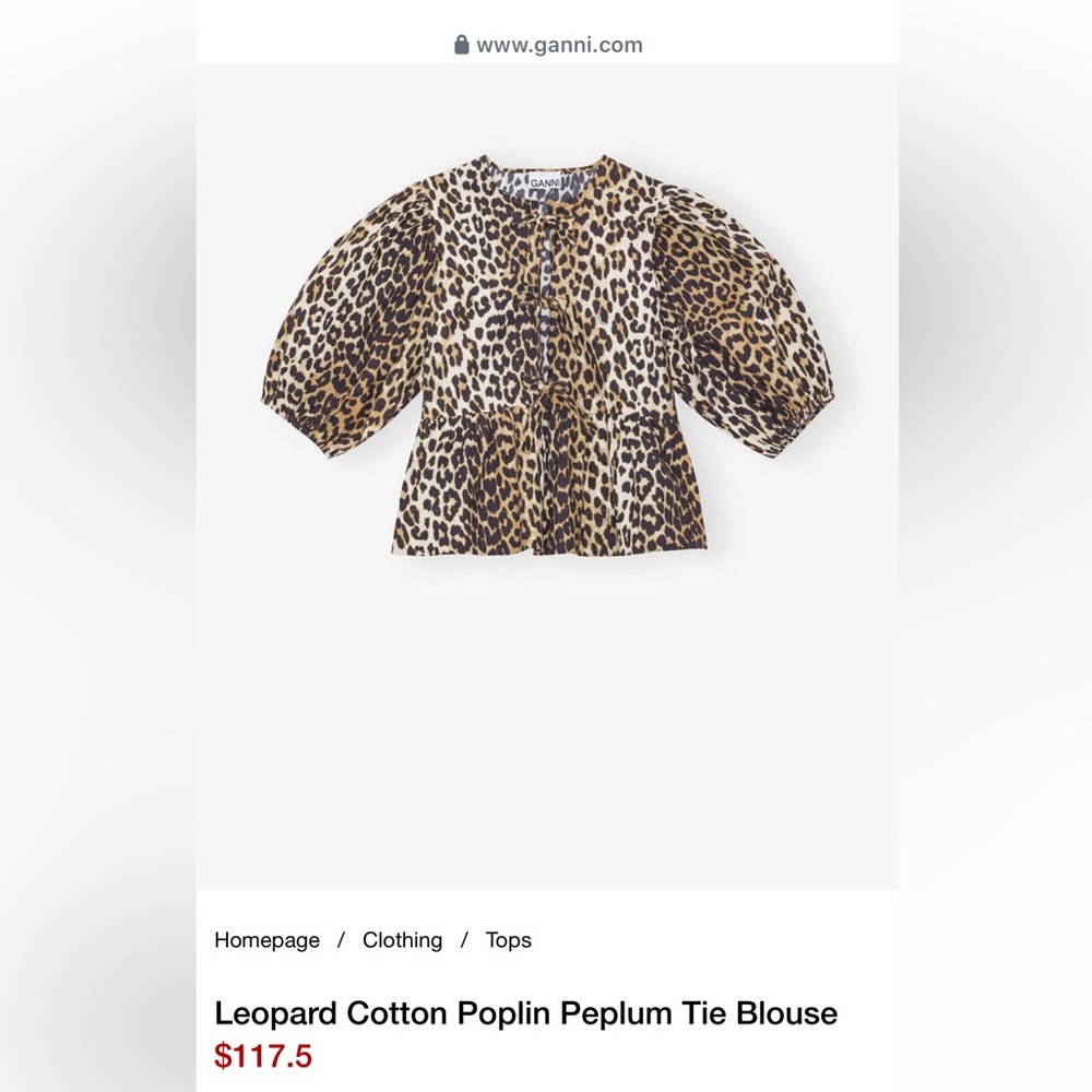 Ganni Leopard Print Button-Up Blouse in Beige and Brown